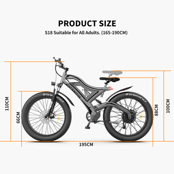 AOSTIRMOTOR Electric Bike Fat Tire for Adults