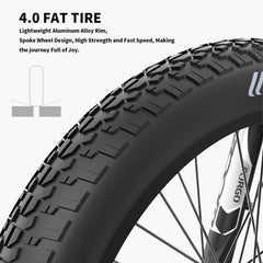 AOSTIRMOTOR Electric Bike Fat Tire for Adults