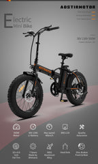 AOSTIRMOTOR Folding Electric Bicycle Fat Tire | 500W Motor