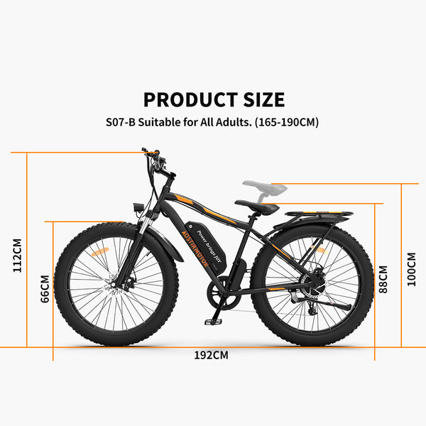 AOSTIRMOTOR  Electric Bike Fat Tire  for Adults with Detachable Rear Rack Fender