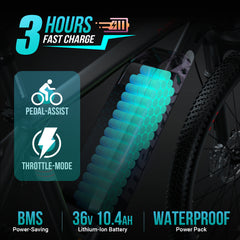 Electric Mountain Bike 350W Trails Outdoors