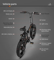 AOSTIRMOTOR Folding Electric Bicycle Fat Tire | 500W Motor